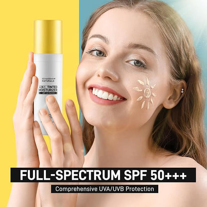 Tinted Moisturizer with SPF 50：Enaskin Naturals Face Tinted Sunscreen with Light Sheer Coverage, UVA/UVB Protection with Broad Spectrum PA+++ - 1.7 oz
