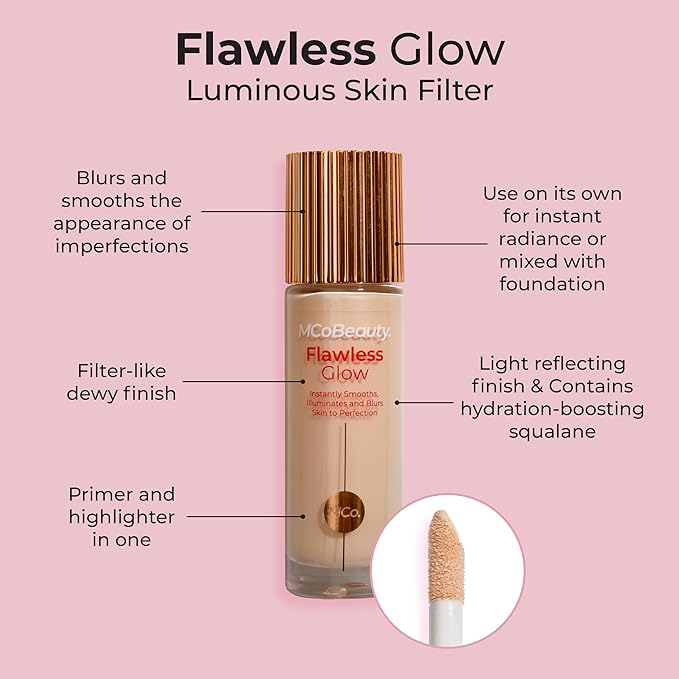 MCoBeauty Flawless Glow Luminous Skin Filter, 4 Medium, Healthy Glow with Natural Radiance, Vegan, Cruelty Free Cosmetics