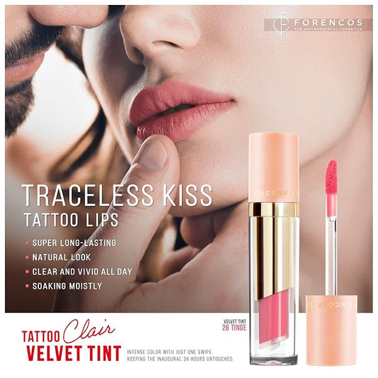 FORENCOS Long Lasting Waterproof Lip Stain Liquid Lipstick, Velvet Matte, Longwear, High Pigmentation, Tattoo Lips, Weightless, Smudge-proof, Non-Sticky, Korean Lip Tint Stain Makeup (26 Tinge)