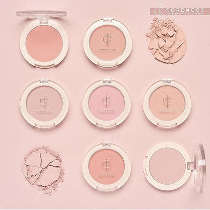 Forencos Matte Blush Set (Puff Included), Long Lasting Korean Blush Power, Zero Sebum Shine, Flawless Finish, Easy Blending, Lightweight & No Cakey Residue (BARE LOVELORN)