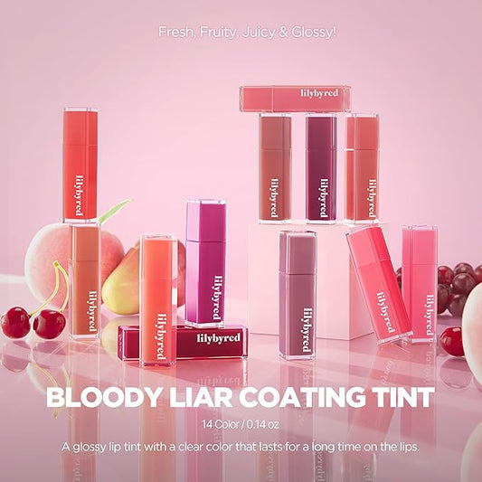 lilybyred Bloody Liar Coating Tint | Korean Glossy Lip Stain, Vivid & Juicy Color, Syrupy Shine, Moisturizing, Long-Lasting & Smudge-Proof, Non-Sticky, Lightweight (08 Confident Cherry Tomato)