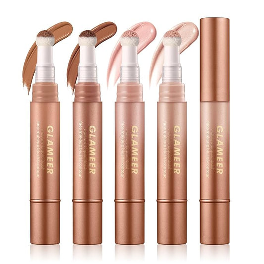 Blush Stick,Liquid Blush Stick,Silky Smooth Creamy Formula,Lightweight Blendable Blush Rouge Stick,Naturally Sculpted Look Professional Beauty Makeup Blush (03/04/05/06)
