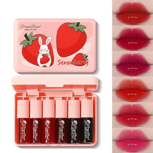 6 Colors Lip Tint Stain Set, Korean Lip Stain Mini Liquid Lipstick, Lip and Cheek Tint, Long lasting Non-Stick Cup Waterproof Makeup