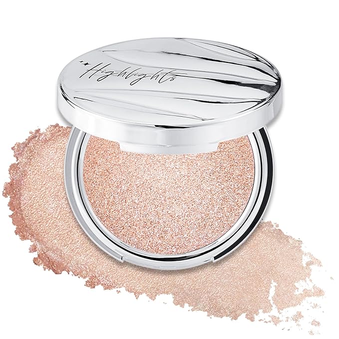 Erinde Shimmer Face Highlighter Makeup Powder, Cream to Powder Glow Finish, Lightweight & Healthy Radiance, Long Lasting Luminous Face Body Highlighter Makeup, 04 Champagne Aura