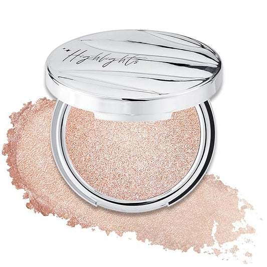 Erinde Shimmer Face Highlighter Makeup Powder, Cream to Powder Glow Finish, Lightweight & Healthy Radiance, Long Lasting Luminous Face Body Highlighter Makeup, 04 Champagne Aura