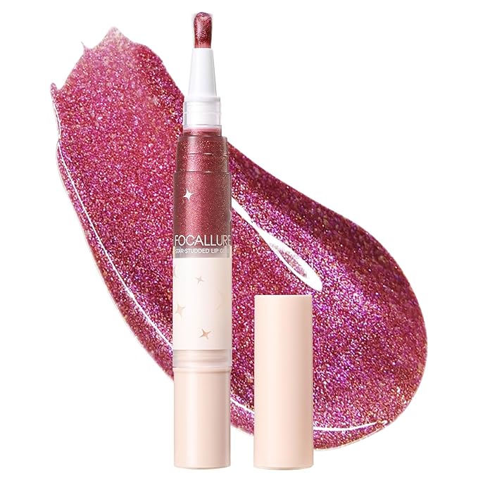 FOCALLURE Glitter Lip Gloss,High Shine Shimmer Lipstick,Long Lasting Plumping Lipgloss,Hydrating,Moisturizing,Non-Sticky and Lightweight Formula for Lip Color,Serendipity Berry