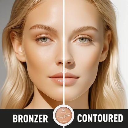 FV Bronzer Powder, Long Lasting Talc-Free Smooth Bronzing Powder, Buildable with Natural Glow Matte Finish, Contour Cheeks, Waterproof Bronzers for Fair Light Skin Tones (Light Bronzer, 0.28 oz)