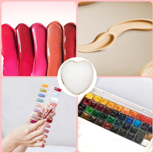 Resin Nail Art Palette Nail Polish Palette with Spatula Nail Pallet for Nail Art Nail Polish Mixing Plate (White)