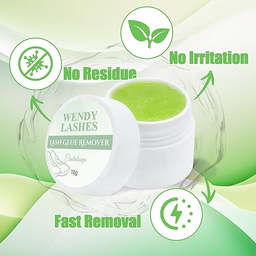 Eyelash Glue Remover for Lash Extensions: for DIY and Lash Artists, Wendy, 10ml Cream, Effectively, Low Irritation, Green, Cantaloupe Flavored