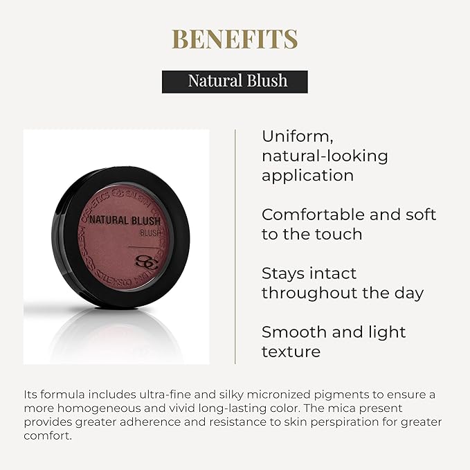 SALERM - Compact Powder Blush - Natural Blush - 8 g - Tone Passion Rouge - Natural-Looking Blush - Long-Lasting - Soft and Lightweight Texture - Buildable Coverage
