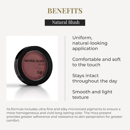 SALERM - Compact Powder Blush - Natural Blush - 8 g - Tone Passion Rouge - Natural-Looking Blush - Long-Lasting - Soft and Lightweight Texture - Buildable Coverage
