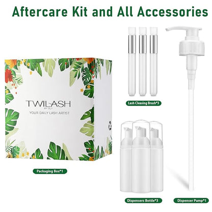 Lash Shampoo Bulk, Eyelash Cleanser for Extensions 2 Liters - 3 Foam Pump Bottles, 3 Lash Cleansing Brushes, Dispenser Pump - Eyelid Foaming Cleanser for Professional Salon and Home Use