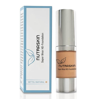 Nutraskin Super Wear HD Foundation Medium - Liquid Foundation Makeup for a Radiant Complexion I Waterproof and Long-Lasting Primer Make Up I Made in Germany I 15ml