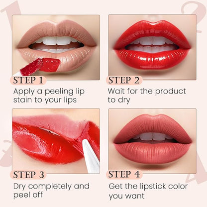 DAGEDA 2 Colors Peel Off Lip Liner Stain Set, Tattoo Color Lip Tint Stain, Long Lasting and Waterproof Lip Stain Peel off Lip Makeup,Peel Off Lip Liner with Natural Matte Finish (02+05)