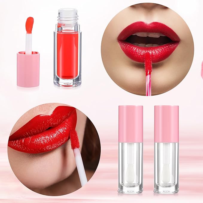 DIVINA VITAE 15Pcs Lip Gloss Tubes Empty Lipgloss Tubes with Chunky Wand, 6ML Refillable Lip Gloss Containers Bottles for DIY Lipgloss Makeup Cosmetic(Pink)