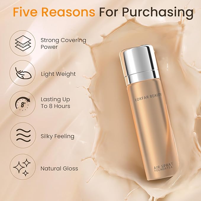 Airbrush Foundation Set with Soft Makeup Brush, [Light Weight], [Long Lasting], [Anti-aging Ingredient], [Oil Control Formula], Full Coverage Foundation for All Skin Type, 04# Buff Beige