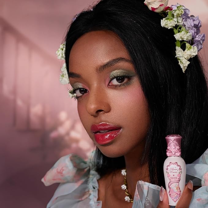 Flower Knows Midsummer Fairytales Coating Lip Lacquer,Glowy Non-Fading Lip Gloss,Hydrating Tinted Lip Oil for Girls&Women,Vegan & Cruelty Free,0.17Fl Oz(G03 Firefly)