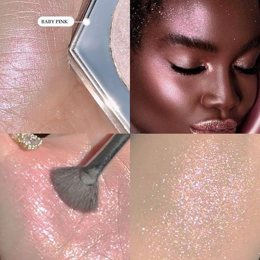 Purple Pink Shimmer Highlight Palette - Face Illuminator, Blush, Bronzer Highlighter + Makeup Iluminadores