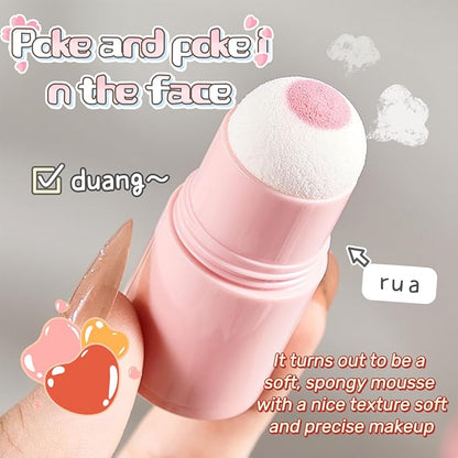O'CHEAL Powder Blush Stick for Cheek and Eyes, Soft and Blendable Natural Flush, Long-Lasting Dewy Blusher Makeup, Buildable Glow for Face,Multi-Use Blush 03