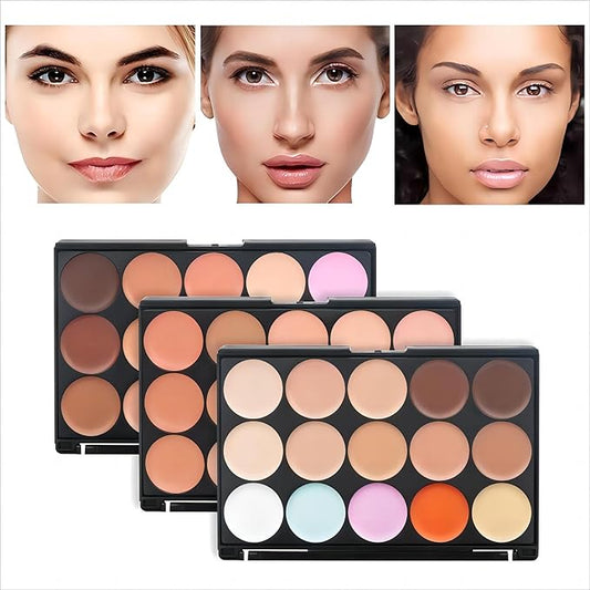 15 Colors Concealer Foundation Contouring Cream and Highlighter Makeup Set - Contouring Foundation/Concealer Palette - Vegan, Animal free and hypoallergenic (z15-01)