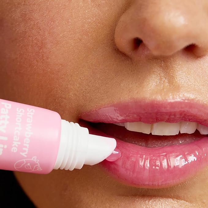 TONYMOLY x Squishmallow Patty Keychain Lip Gloss, Strawberry Shortcake Gloss, Sheer Pigmented Glossy Lip Stain, Hydrating, Non-Sticky, High Shine Glossy, 11ml