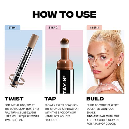 Sacheu Liquid Contour STAY-N Long Wear Bronzer Cream Contour Makeup — Long Lasting, Blendable, & Lightweight Formula — Vegan & Cruelty-free, Giving Sass