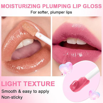 6 PCS Hydrating Lip Oil, Big Brush Head Lip Glaze Shiny Transparent Lip Glow Oil, Nourishing & Non-sticky Long Lasting Fresh Clear Smooth Lip Care Plumping Lip Oil (SET B)
