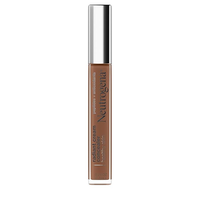 Neutrogena Healthy Skin Radiant Brightening Cream with Peptides & Vitamin E Antioxidant, Lightweight Perfecting Concealer Cream, Non-Comedogenic, Java Deep 02 with neutral undertones, 0.24 oz