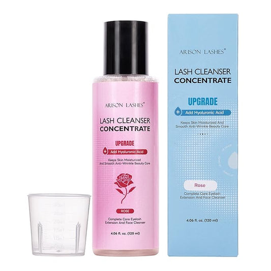 ARISON LASHES Upgraded Lash Shampoo Concentrate 120ml Large Capacity Eyelash Cleanser Professional Lash Extensions Shampoo-Make 24 Bottles 60ml (Rose)