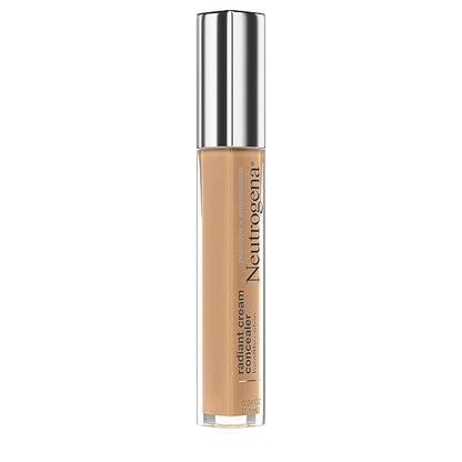 Neutrogena Healthy Skin Radiant Brightening Cream Concealer with Peptides & Vitamin E Antioxidant, Lightweight Perfecting Concealer Cream, Non-Comedogenic, Hazelnut Medium 01 warm undertones, 0.24 oz