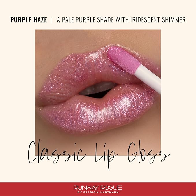 Runway Rogue Classic Lip Gloss, Pale-Purple Sheer Iridescent Hydrating Lip Gloss, ‘Purple Haze’