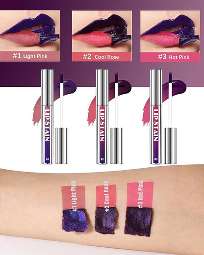 Lip Stain Peel Off,2Pcs Peel Off Lip Stain Tattoo Long Lasting Lip Liner Stain Nude Pink Matte Lip Gloss Waterproof Smudge Proof Lipstick,High Pigmented Color Peel Off Lip Tint Women Makeup Gift-01+02