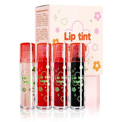 4PCS Rolling Ball Lip Oil Set, Long Lasting Hydrating & Moisturizing Lip Gloss Set for Kids Lip care, Transparent Lip Gloss for Dry and Chapped Lips (Set B, 0.16 Oz/Pcs)