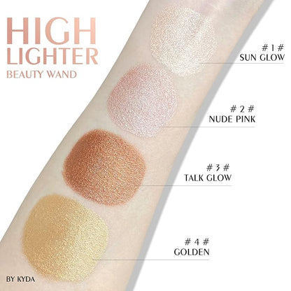 KYDA Highlighter Beauty Wand, Face Illuminator with Cushion Applicator, Natural Glossy Finish, Silky Smooth Cream, Face Highlighter Bronzer Makeup, Lightweight Blendable-Talk Glow