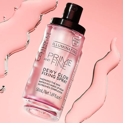 Catrice | Prime & Fine Illuminating Dewy Glow Spray & Corrector Anti-Red Primer Bundle | Full Coverage Makeup | Vegan & Cruelty Free