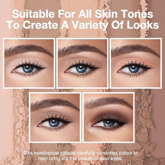 5-Color Matte eyeshadow Palette,Shimmer eyeshadow,Cool-Toned Nude Taupe Shades, Velvety Natural Look Day to Night, Hypoallergenic & Long-Lasting Makeup(#02, 1 Count (Pack of 1))