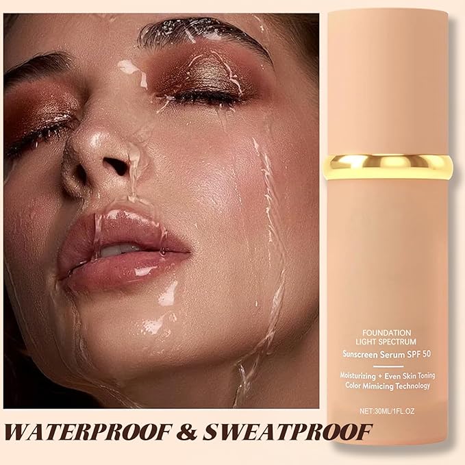 Color Changing Foundation 4 in 1 Medium Full Coverage Concealer Foundation，Match Cosmetics Foundation-Light Spectrum with SPF 50+，Oil Control & Longwearing & Waterproof for Concealer Makeup(2PCS)