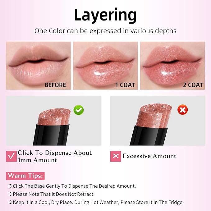 KIMUSE Lip Plumper, Hydrating Korean Lip Gloss, Click Tinted Lip Balm Solid Lipstick for Plumps & Moisturizes, Long-wearing All-in-one Lip Plumping, Gloss, Balm