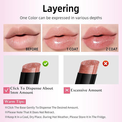 KIMUSE Lip Plumper, Hydrating Korean Lip Gloss, Click Tinted Lip Balm Solid Lipstick for Plumps & Moisturizes, Long-wearing All-in-one Lip Plumping, Gloss, Balm