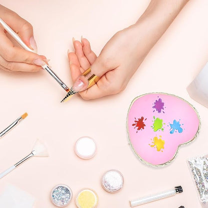 Nail Art Palette Nail Polish Palette Resin Nail Palette Nail Polish Mixing Plate DIY Nail Gel Makeup Display Board Pallet for Nail Art(Pink)
