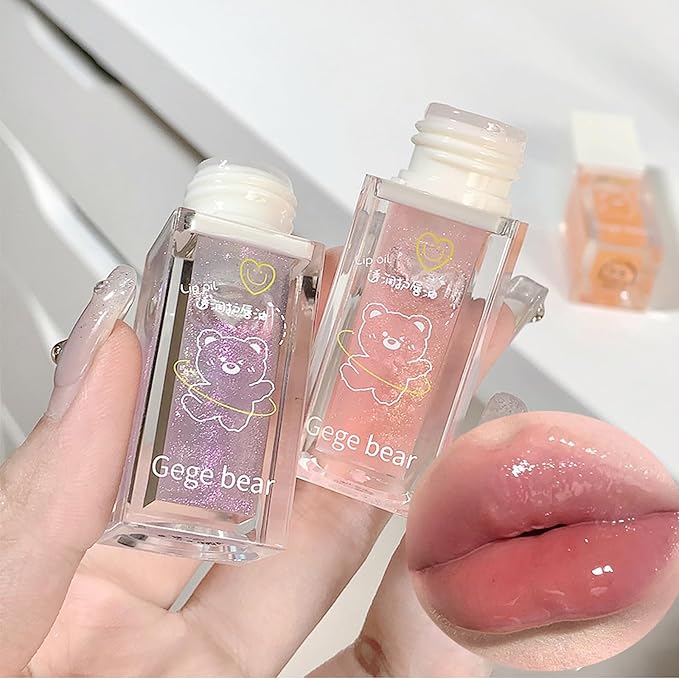 4Pcs Hydrating Lip Glow Oil, Moisturizing Lip Oil Transparent Plumping Lip Gloss Long Lasting Nourishing Non-sticky, Lip Oil Tinted for Lip Care and Dry Lips