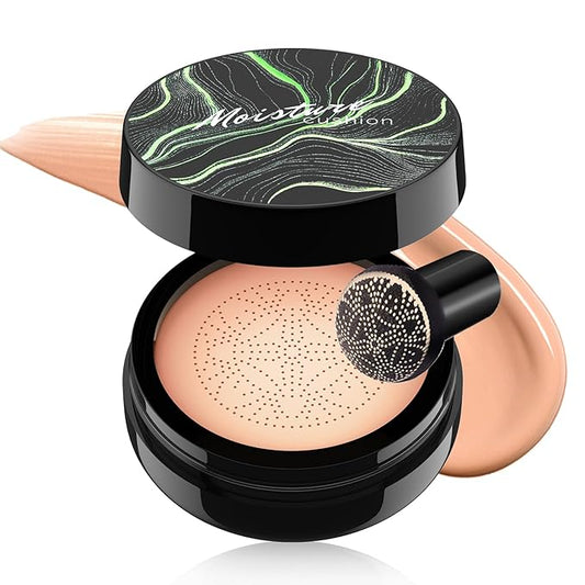 Mushroom Head Air Cushion CC Cream Strong Concealer, Moisturizing BB Cream Makeup Base Primer Even Skin Tone for All Skin Types, Face Makeup Cushion Foundation Long Lasting (Nude)