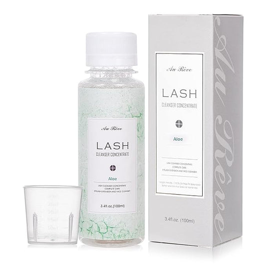 Eyelash Cleanser Concentrate 100ml Lash Extension Shampoo Oil-Free Eyelash Extension Shampoo with Salon Home Care -Makes 20 Bottles 60ml Lash Shampoo, Aloe