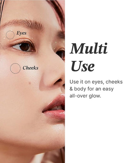 Glint Dewy Highlighter (Pitch Moon, 0.08oz) - Luminous Glow, Infused with Micropearls, Shiny Illuminator. Rich Pigment & Silky Touch, Korean Makeup.