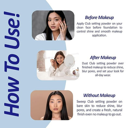 Suppin Setting Powder & Hydrating BB Cream, Pressed Powder with Skin-Smoothing Amino Acid+ Lightweight Makeup Foundation Moisturizer Cream with Botanical Extract Formula, White Floral Bouquet