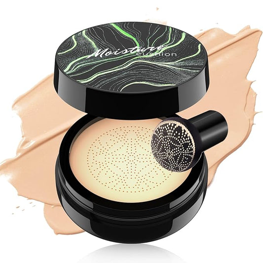 Mushroom Head Air Cushion CC Cream Foundation Moisture Cushion BB Cream for Women & Girls All Skin, Waterproof Full Coverage Self Adjusting Concealer (Natural)
