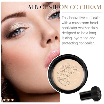 Mushroom Head Air Cushion CC Cream, Air Cushion CC Cream Foundation Covers Blemishes, Scars Easily and Smoothly, Mushroom Foundation Long Lasting, Intensely Moisturizing (Natural)