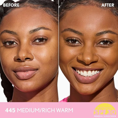 COVERGIRL Clean Fresh Blurring Skin Tint with SPF 30, 445 Medium/Rich Warm, Liquid Foundation, Soft Matte Finish, Smooths, Brightens, Blurs Pores, Mineral Sunscreen, Vegan Formula