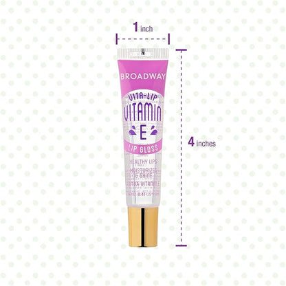 Ruby Kisses Broadway Vita-Lip Clear Lip Gloss (7 Pack) Ultra-Hydrating & Soothing Formula with Vitamins, High-Shine Non-Sticky Finish Lip Balm with Honey, Argan Oil, Shea, Mango Butter, Cherry, Peach