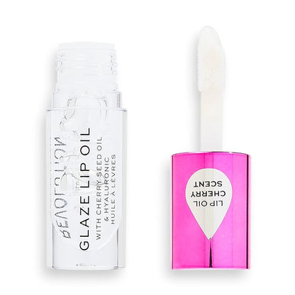 Revolution Beauty, Glaze Lip Oil, Hydrating & Nourishing Formula, Infused with Vitamin E & Hyaluronic Acid, Lust Clear, 0.15 Fl. Oz.